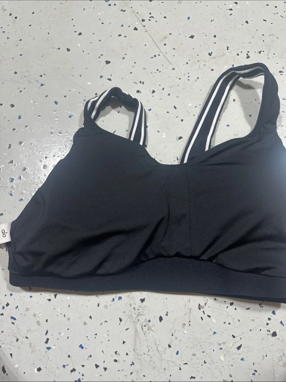 ALO Yoga Black Bikini Top with White Trim